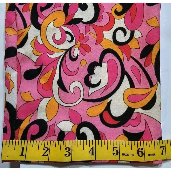 Zara Pants Size M Pink Floral Paisley '70s Retro Straight Leg Pleated Women's - Picture 8 of 14